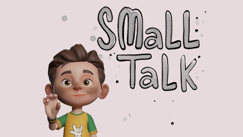 small talk hero image, boy signing ASL